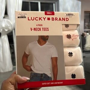Lucky Brand White V-Neck T-Shirts 4-Pack